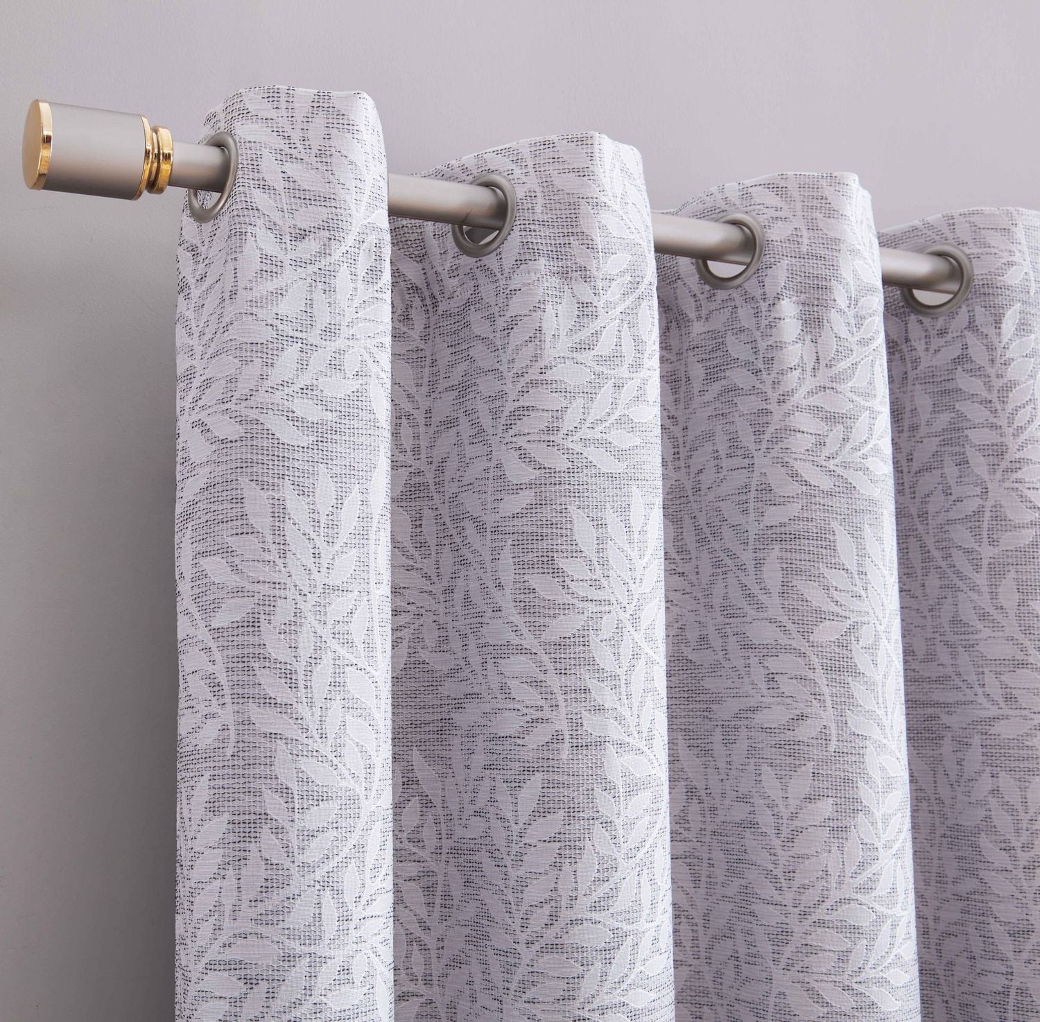 Jacquard Leaf Blackout Grommet Single Window Panel