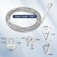 thumbnail image 2 of Cable de acero inoxidable grueso de 1/4, cuerda de alambre de 50 pies, cable para avión de 7x19 hebras, tirolesa de resistencia a la rotura de 6400 libras con abrazadera de clip para cable de alambre, 2 of 5