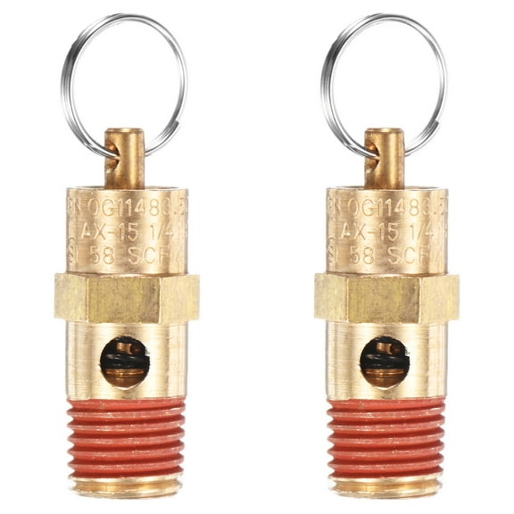 Uxcell 2-Pack Air Compressor Pressure Release Safety Valve, 1/4" NPT Male 150 PSI Brass Threaded Automatic Air Vent Valve