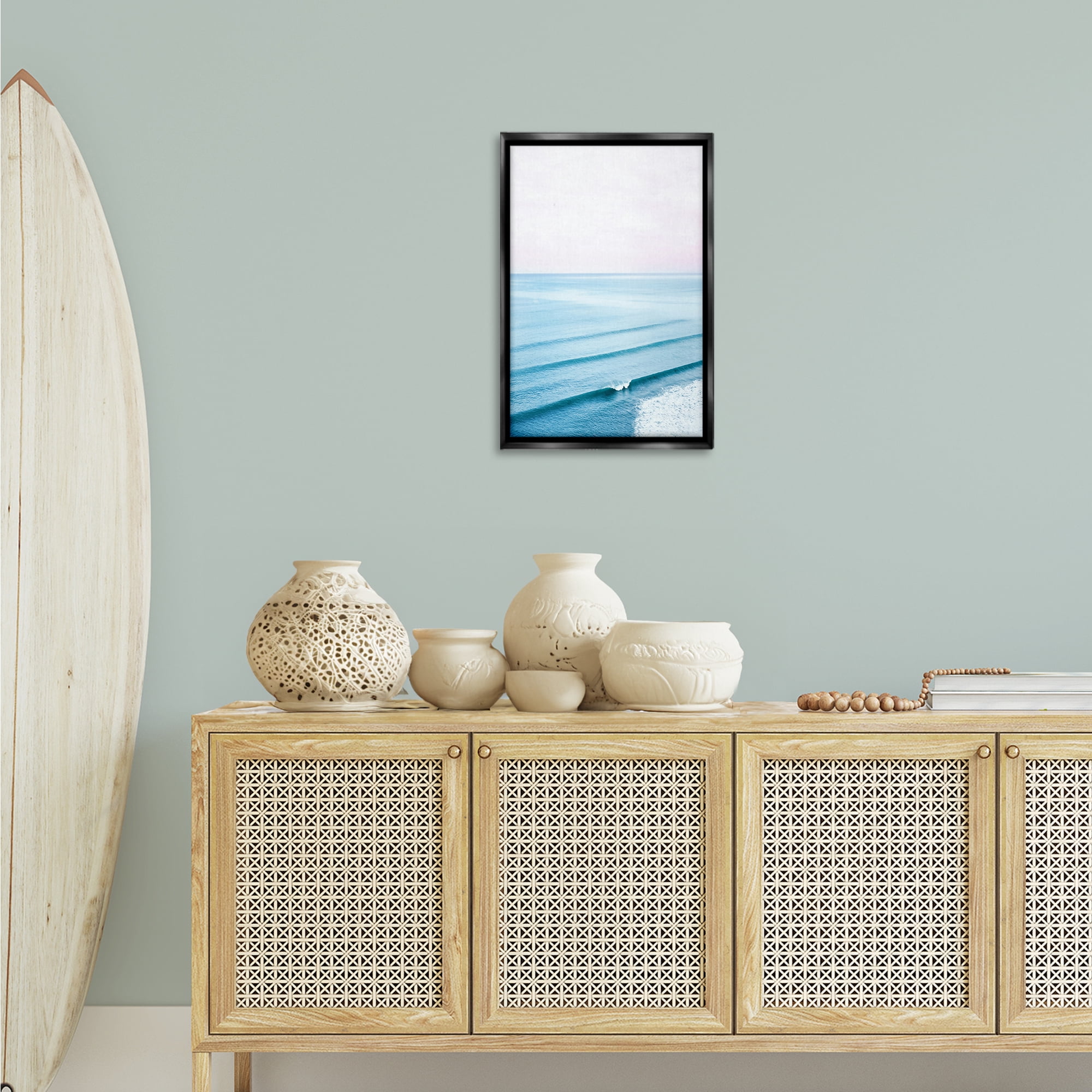 Stupell Industries Coastal Breaking Wave Nautical & Beach Photography Black Floater Framed Canvas Art Print Wall Art, 17 x 25