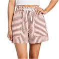thumbnail image 5 of Erwazi Women's Striped Shorts Casual Elastic Waist Drawstring Lounge Shorts with Expanding Pockets, 5 of 5