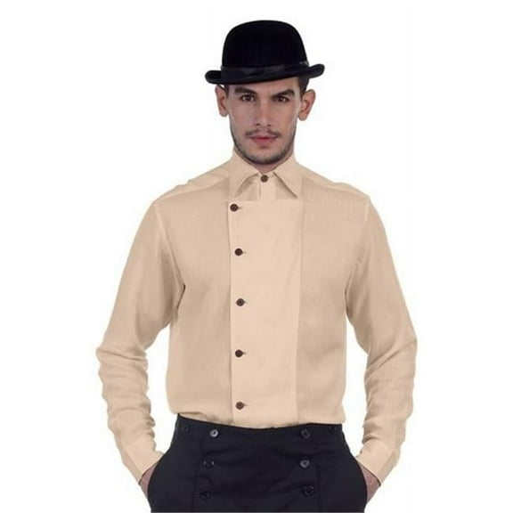 The Pirate Dressing C1293 Ulysses Side-Button Shirt- Almond - Medium