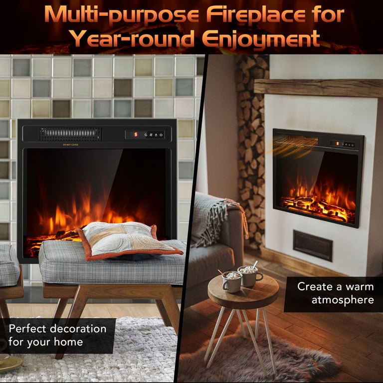 Gymax 18 inch Electric Fireplace Insert Freestanding u0026 Recessed 1500W Stove  Heater - Walmart.com