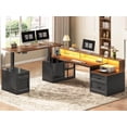 thumbnail image 3 of 76.8" x 72.8" Farmhouse L Shaped Electric Standing Desk with 3 Drawers and Storage Cabinet, 3 of 8