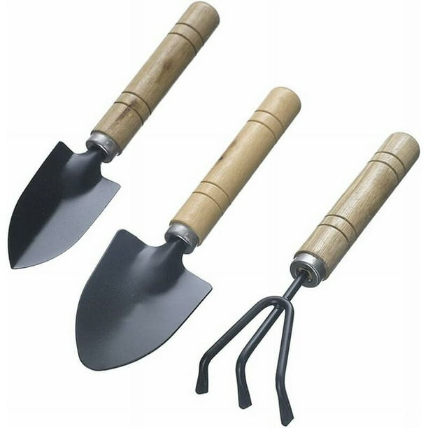 Herramientas de jardinería Juego de mini herramientas de jardín de 3 piezas Pala Rastrillo de jardín Regalo de jardinería Juego de rastrillo y pala pequeño Plantas en maceta de madera para plantas de JAMW Sencillez
