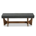thumbnail image 3 of Baxton Studio Theo Mid-Century Modern Dark Gray Fabric Upholstered Walnut Finished Bench, 3 of 8