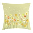 thumbnail image 1 of Yellow Flower Throw Pillow Cushion Cover, Colorful Artistic Meadow with Abstract Dots Playful Vegetation Growth, Decorative Square Accent Pillow Case, 24 X 24 Inches, Pale Green Yellow, by Ambesonne, 1 of 2