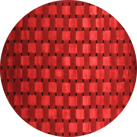 Ahgly Company Indoor Round Abstract Orange Contemporary Area Rugs, 3' Round