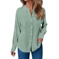 thumbnail image 2 of ClodeEU Women's Long Sleeve Henley Button Shirt ,Casual Loose Fit Classic Blouse Green,Womens Plus XXL, 2 of 5