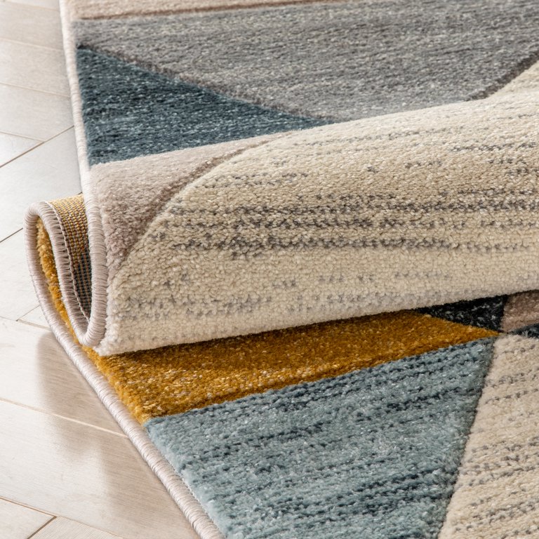 Rugshop Oslo Modern Runner Rug - Yellow Geometric Design, 2' X 7', Fade-Resistant Polypropylene