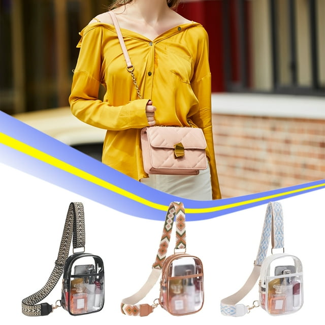 Becaristey Transparent Clear Purse For Women With Comfortable Straps Transparent Style Waterproof Stadium Bag black