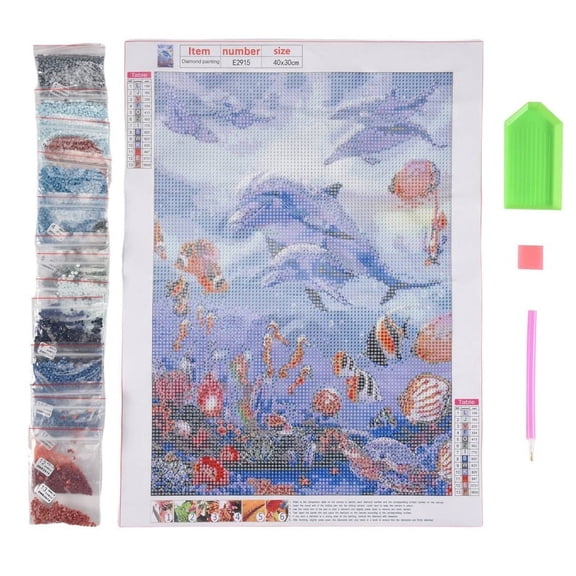 5D Diy Dolphins Animal Full Round Diamond Embroidery Wall Painting