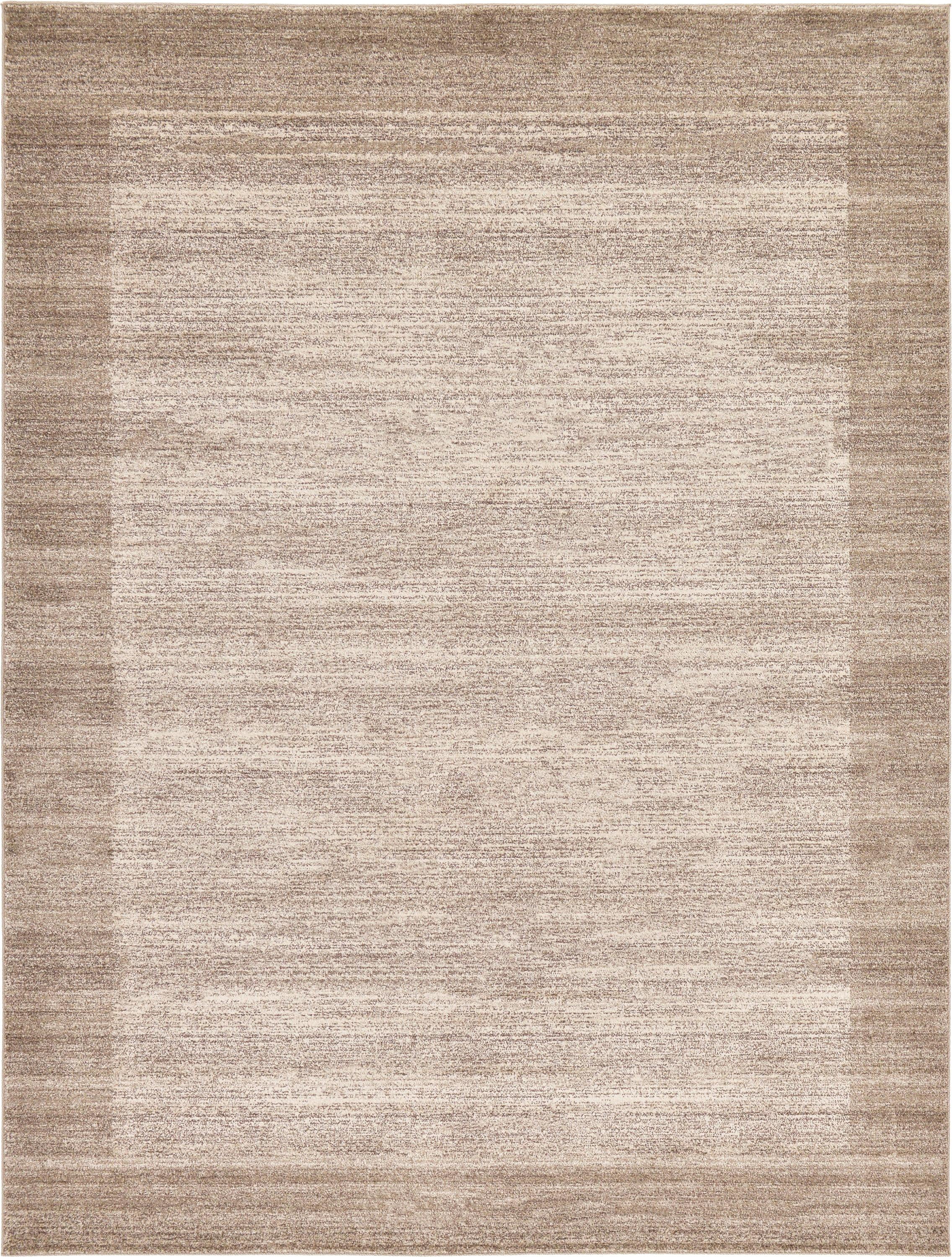 Unique Loom Indoor Rectangular Border Modern Area Rugs Beige, 9' 0 x 12