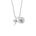thumbnail image 2 of Delight Jewelry Silvertone Small Fairy with Lime Green Wings Silvertone Script Initial Disc - E - Charm Necklace, 20"+3", 2 of 4