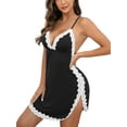 thumbnail image 3 of LilyLLL Womens Babydoll Nightdress Chemise Spaghetti Strap Sleepwear Gown Lace Lingerie, 3 of 4
