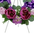 thumbnail image 5 of Mainstays 17in Outdoor Artificial Polyester Peony Wreath, Purple Color., 5 of 8