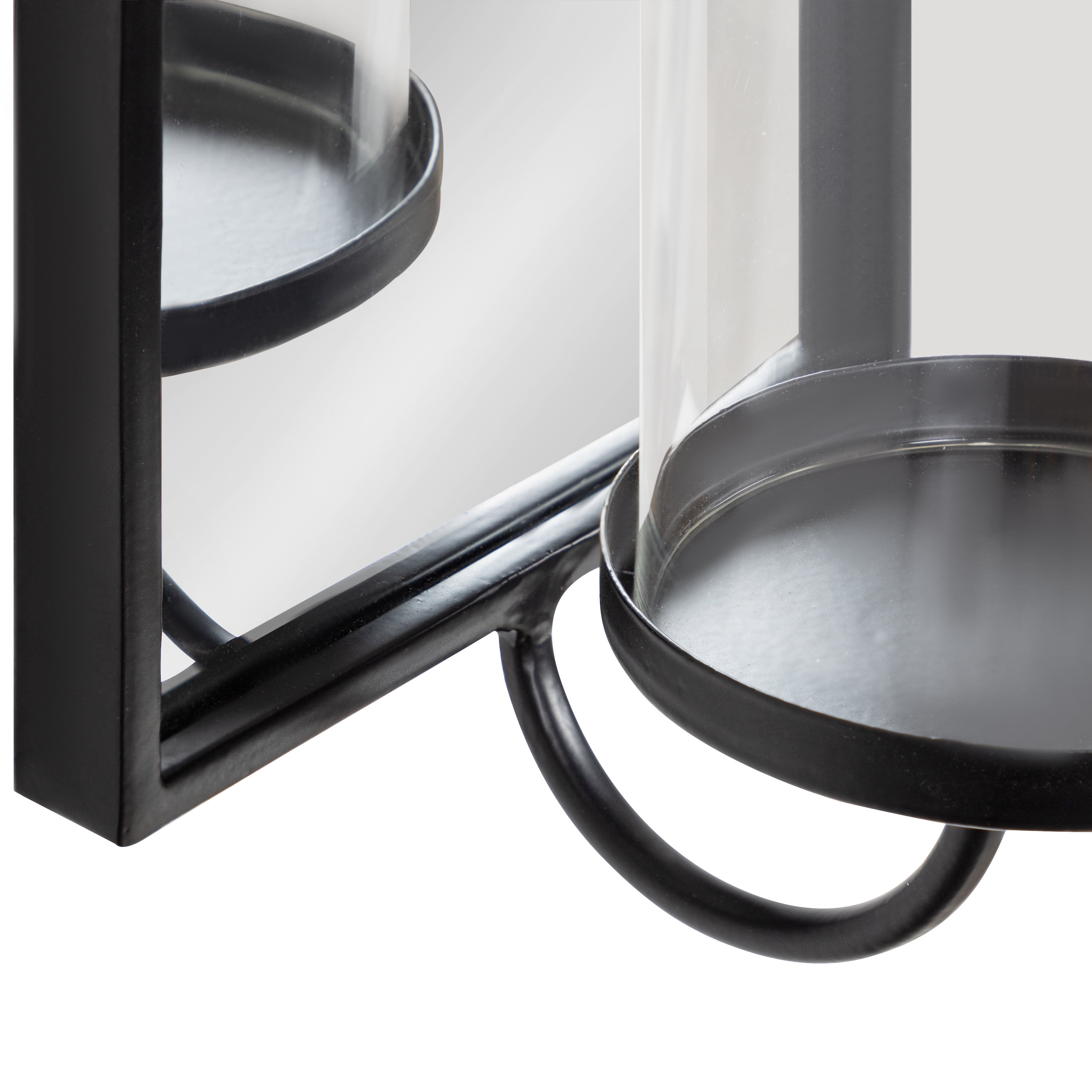 Kate and Laurel Ezerin Arched Mirror Wall Sconce, 6 x 5 x 16, Black, Modern Decorative Wall Sconce Candle Holder