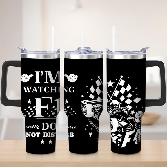 Formula 1 Racing Stainless Steel Insulated Mug with Lid and Handle, 30oz