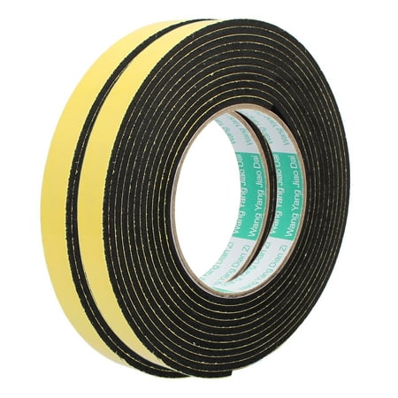 2 Pcs 4M 15mm x 3mm Single-side Adhesive Shockproof Sponge Foam Tape Yellow