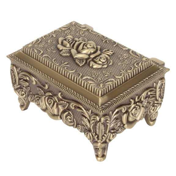 Vintage Rectangular Trinket Box, Rose Metal Jewelry Box Zinc Alloy Jewelry Storage Box, Metal Jewelry Box Jewelry Storage Box