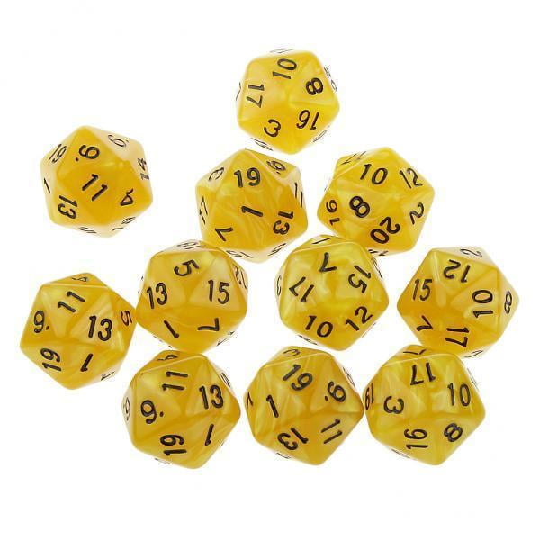 10x 10pcs Dados De Veinte Lados D20 Jugando D&D RPG Juegos De Fiesta Dados Amarillo Sunnimix Dado