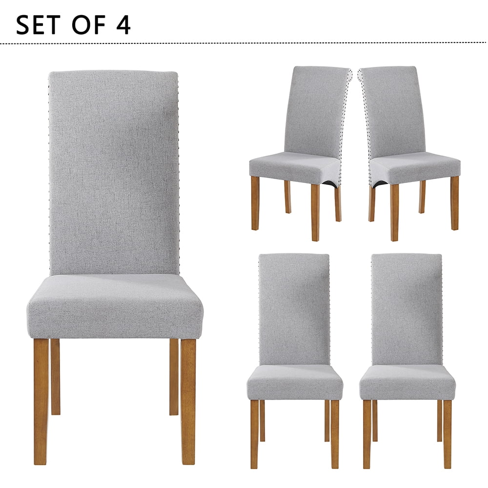 Veryke Victorian Upholstered Dining Chairs Set Of 4 Medieval Fabric Tufted High Back Armless Home Chairs With Nailed Trim Solid Wood Legs Side Chairs For Dining Room Living Room Kitchen Grey Walmart Com