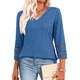 thumbnail image 1 of Blusas Elegantes e Informales de 3/4 para Mujer, Camisetas de Cuello en V A , Ropa de Verano 2025. Azul XXL, 1 of 7