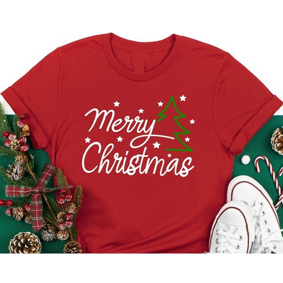 Merry Christmas Matching Family T-Shirt – Holiday Graphic Tee, Trendy Xmas Outfit, Cozy Festive Season Gift for Friends & Family