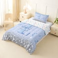 thumbnail image 2 of Erosebridal Blue Sparkle Sequins Print Twin Comforter Sets for Girls, Monogrammed L Bedding Set, Colorful Stars Reversible 2-Piece, 1 Comforter and 1 Pillowcase, 2 of 6