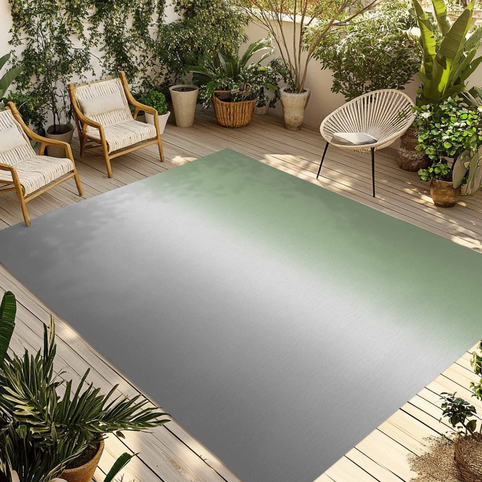 Outdoor Rug 5x8ft Sage Green Large Area Rug Ombre Green Grey Indoor Outdoor Carpet Outdoor Rugs Mats for Patio Camping,RV,Front Door, Outside Decor