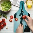 thumbnail image 3 of Dolphin Cutting Board, Scuba Diver Girl Swimming Animal Silhouette in Sea Fish Reefs Image Print, Decorative Tempered Glass Cutting and Serving Board, Wine Bottle Shape, Pale Blue Black, by Ambesonne, 3 of 5