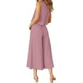 thumbnail image 3 of Roylamp Women's Summer 2 Piece Outfits Round Neck Crop Basic Top Cropped Wide Leg Pants Set Jumpsuits High quality, 3 of 5