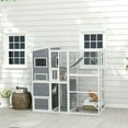 thumbnail image 3 of Topcobe Large Wooden Catio Outdoor, Cat Enclosure w/ 4 Tier Resting Rooms, 3 Platforms, 1 Soft Ladder, 2 Ramps, 1 Hammock, Outdoor Wooden Feral Cat Shelter, Gray, 3 of 11