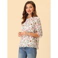 thumbnail image 3 of INSPIRE CHIC Blouse Fluide en Mousseline à Volants à Manches 3/4 à Imprimé Floral pour Femme 5 TP, 3 of 5
