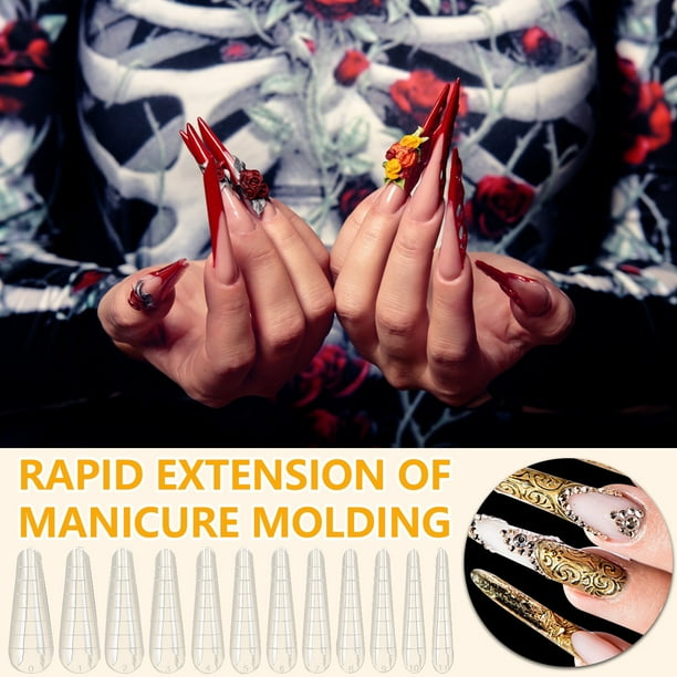 Fiudx Ofertas Relámpago Manicura Esculpir Extender Molde De Uñas Sin Papel Con Escala 120 Piezas
