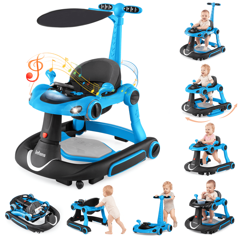 INFANS 6-in-1 Multi-Function Baby Walker, Blue photo 1