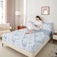 thumbnail image 4 of Castle Fairy Teens Blue Moth Damask Twin Sheet Sets,Bohemian Traditional Flower Bedding, 4 of 7
