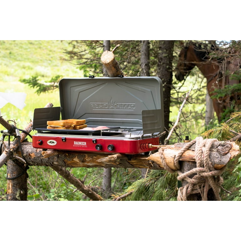 Camp Chef Mountain Series Rainier 2x Two-Burner Cooking System w/ Griddle &  Carry Bag