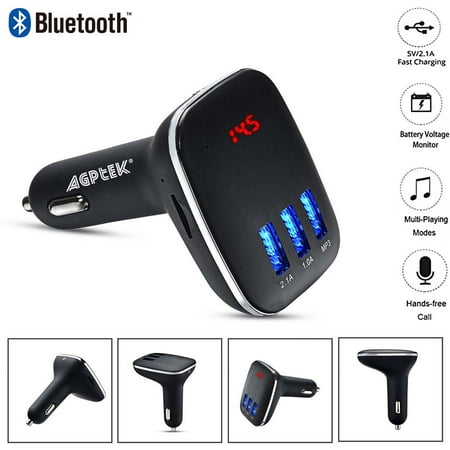 - Car Bluetooth FM Transmitter Triple USB Ports Wireless in Car Receiver Stereo Radio