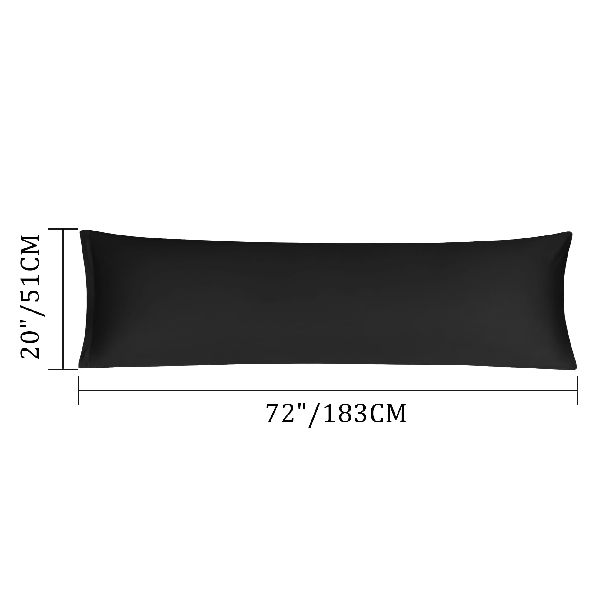 Unique Bargains Egyptian Cotton Zipper Long Body Pillow Cover Black 20" x 72"
