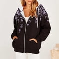 thumbnail image 1 of Sudadera con capucha y manga larga para mujer, informal, con estampado, de manga larga, con cremallera, con capucha, blusa y bolsillo, 1 of 6