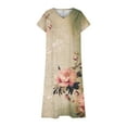 thumbnail image 3 of Womens Fashion Short Sleeve A-Line Dresses Party Summers Loose Fit Floral Print Dress V Neck, 3 of 4