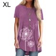 thumbnail image 2 of Qarigey Mujer Impreso Cuello Manga Corta Túnica Camisa Prendas para la parte del cuerpo Púrpura XL, 2 of 5