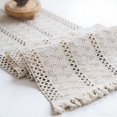 thumbnail image 1 of Camino de Mesa de Macramé Tejido a Mano en Algodón Color Crema Beige con Borlas Estilo Boho para Comedor y Bodas (30x180 cm), 1 of 5