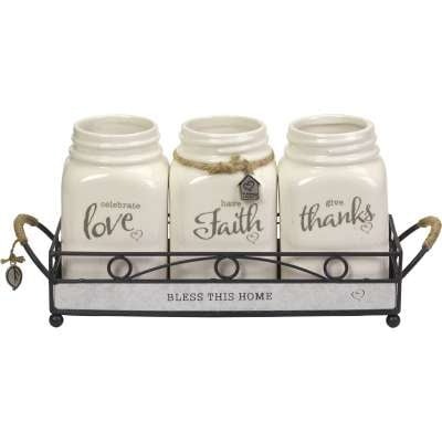 Set 4 Inspirational Mason Jar With Holder Com - Mason Jar Home Decor White Rock Set 4 Inspirational Mason Jar With Holder Com - Mason Jar Home Decor White Rock