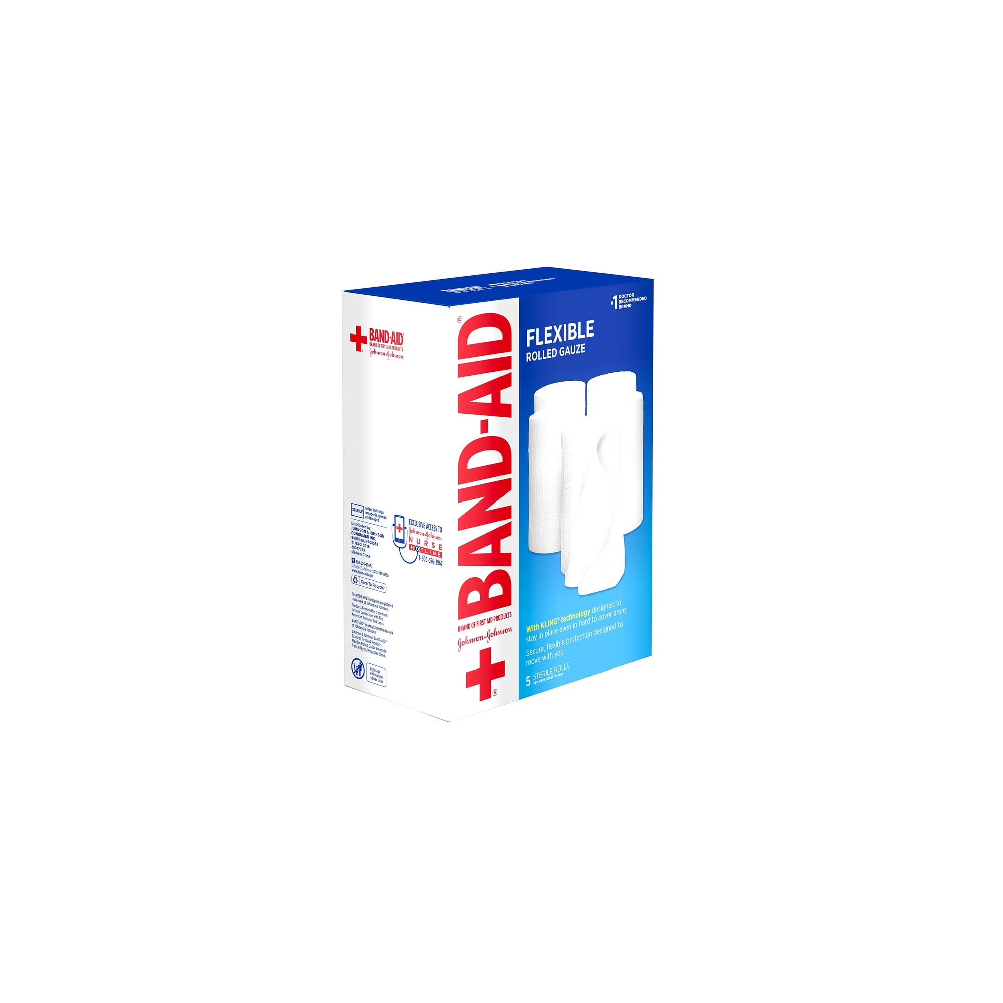 Band Aid Brand Flexible Rolled Medical Gauze 4 in X 2.1 Yd 5 Ct (Pack of 12)