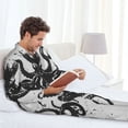 thumbnail image 6 of Naloa Abstract Ink Octopus Men’s Pajamas Set - Long Sleeve Button Down Sleep Shirt and Pajama Bottoms Sleepwear Set-Medium, 6 of 7