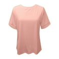 thumbnail image 4 of MIXUE Womens Summer Tops Summer Solid Color Crew Neck Short Sleeve Casual Pullover T-shirts Daily-Wear,Red,XXL, 4 of 4