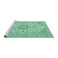 thumbnail image 2 of Ahgly Company Machine Washable Indoor Round Medallion Turquoise Blue Traditional Area Rugs, 6' Round, 2 of 4