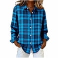 thumbnail image 2 of ClodeEU Women's Plaid Button Down Long Sleeve Shirts,Casual Loose Top ,Women's Plus S, 2 of 5